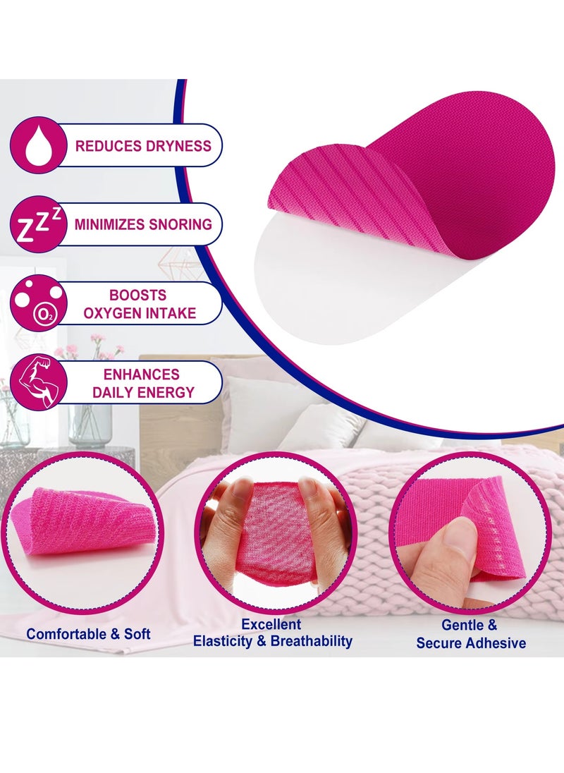 Elaimei 42 Pcs Micropore Tape Mouth Tape Sleep Strips Soft and Comfortable Gentle and Secure Adhesive Mouth Strips Nose Breathing Anti Snoring Better Breathing Oduor Free Sleep Strip Mouths Tape Pink  - Image 2
