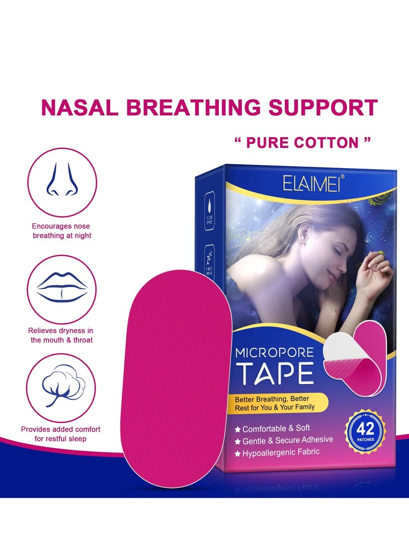 Elaimei 42 Pcs Micropore Tape Mouth Tape Sleep Strips Soft and Comfortable Gentle and Secure Adhesive Mouth Strips Nose Breathing Anti Snoring Better Breathing Oduor Free Sleep Strip Mouths Tape Pink  - Image 4