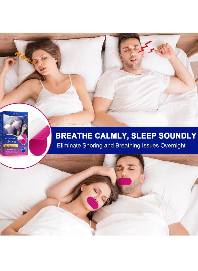 Elaimei 42 Pcs Micropore Tape Mouth Tape Sleep Strips Soft and Comfortable Gentle and Secure Adhesive Mouth Strips Nose Breathing Anti Snoring Better Breathing Oduor Free Sleep Strip Mouths Tape Pink  - Image 5
