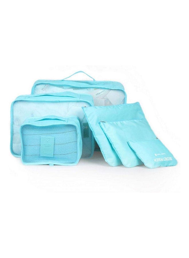 Polyester Clothing Storage Bag For Outdoor Travelling/Household (Blue) Set Of 6 Piece