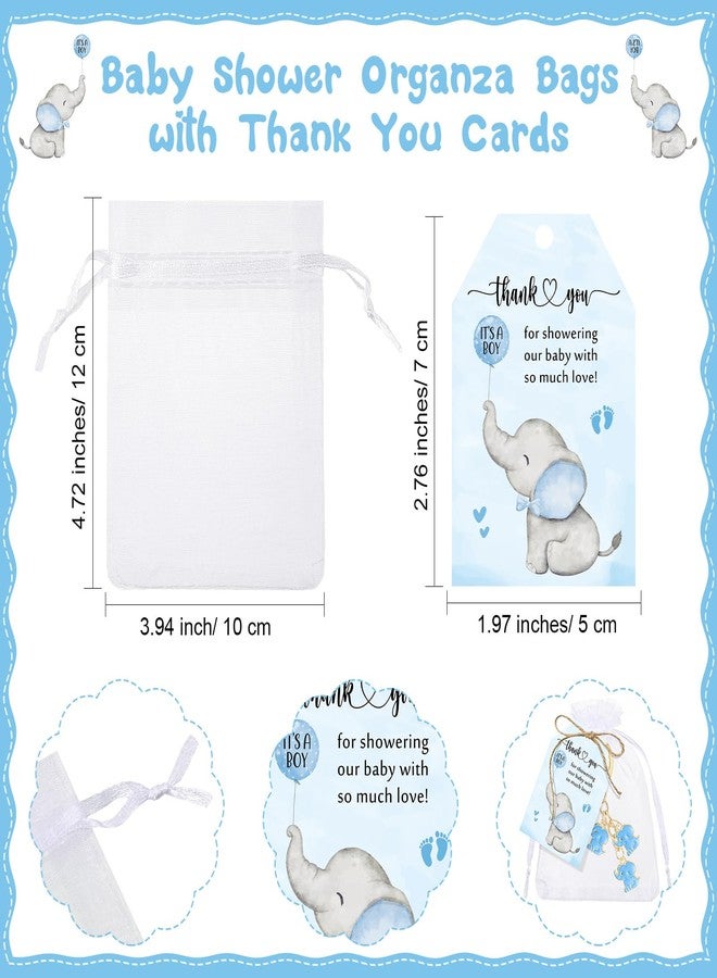 Equsion 25 Set Baby Shower Favors for Guests Elephant Keychain Decoration with Thank You Card for Girl Boy Gender Reveal Gift(Blue) - Image 3