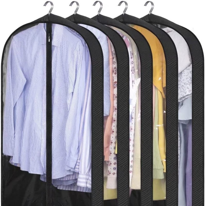 Thick Coat Suit Cover Transparent Dustproof Garment Bag Black 