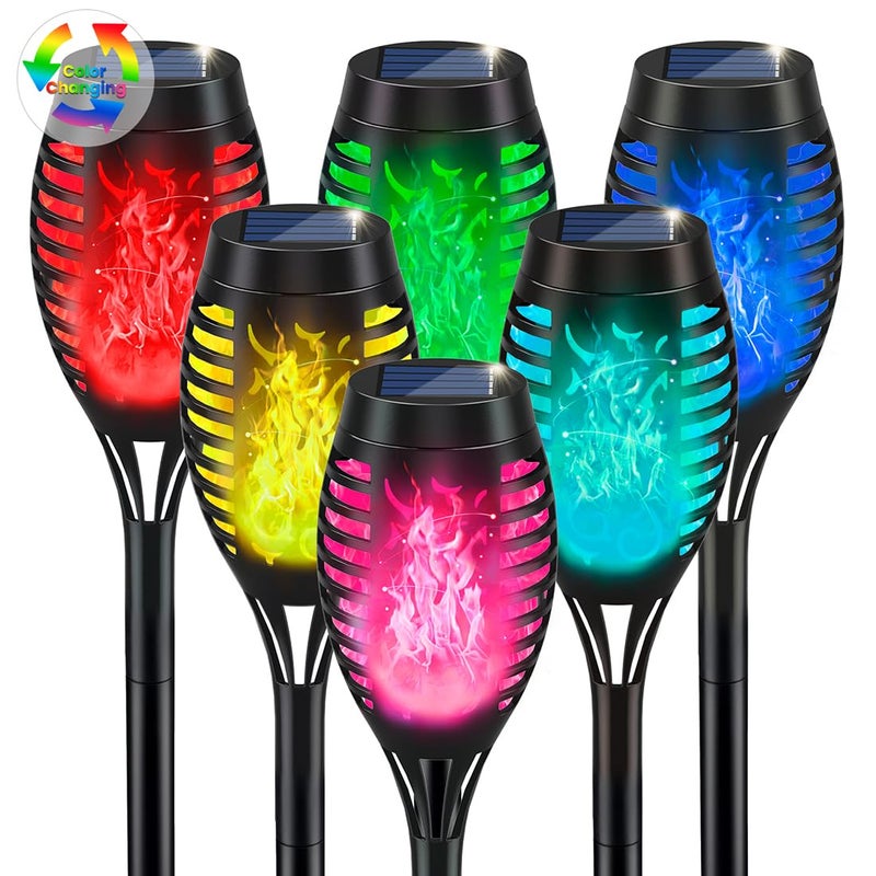 IkeeRuic Christmas Decorations Outdoor Multicolor Solar Christmas Lights Outdoor with Flickering Flame Solar Torch Light for Xmas Decor Solar Powered Outside Lighting Waterproof for Yard Pathway - Image 2