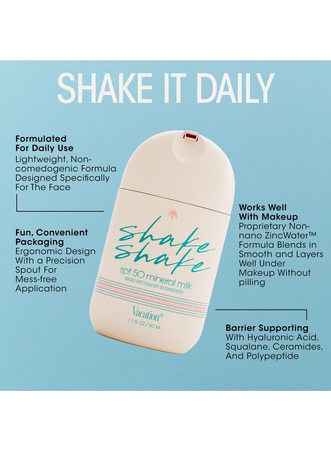 Vacation Shake Shake SPF 50 Mineral Milk Face Sunscreen, Non-Comedogenic, Streak-Free, Water-Resistant Broad Spectrum Sun Block, Non-Nano Zinc Formula, Vegan, Moisturizer with SPF, 1.7 Fl. Oz. - Image 5