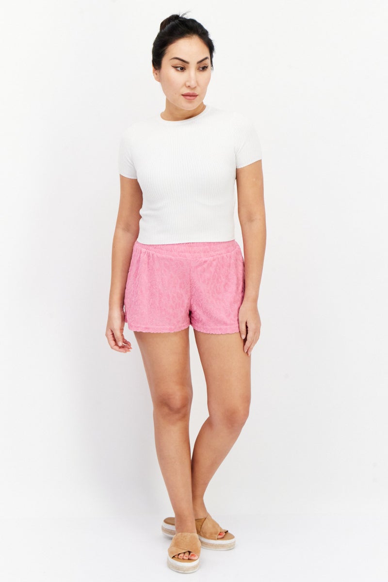Sinsay Women Textured Pull On Shorts, Pink - Image 4