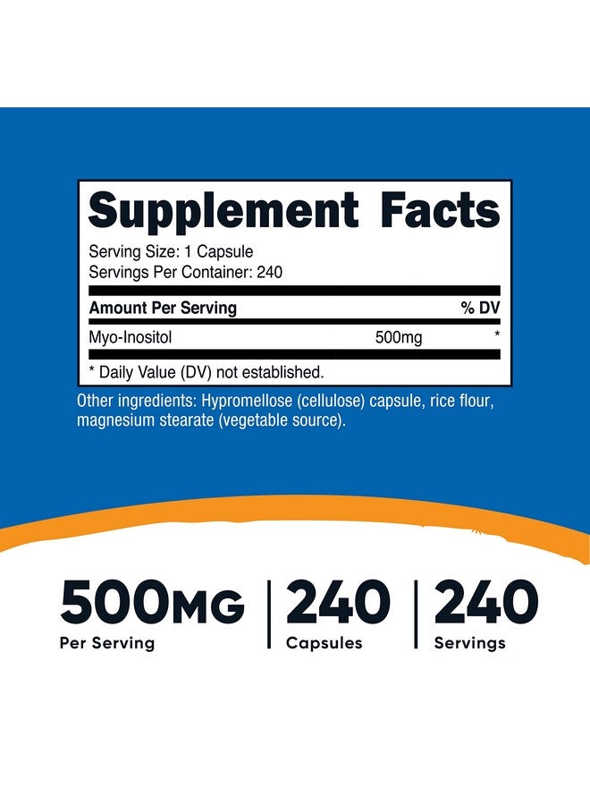 Nutricost Inositol Capsules 500Mg 240 Capsules Veggie Capsules Nongmo Gluten Free (Myoinositol) - Image 3