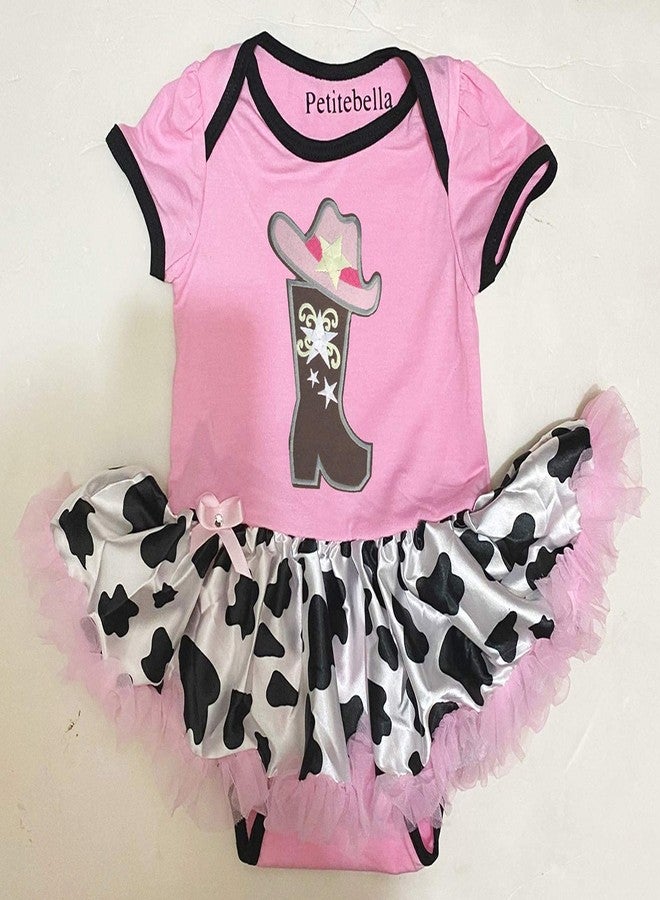 Petitebella Cowgirl Boot and Hat Pink Bodysuit Cow Baby Dress Leg Warmer Nb-18m (6-12 Months) - Image 2