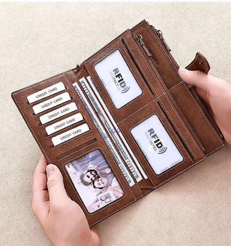 banyanu Women's Large Capacity Credit Card Holder, RFID Wallet, Women's Double Zipper Pocket, Bi-fold Wristbag (Peacock Blue) - Image 2