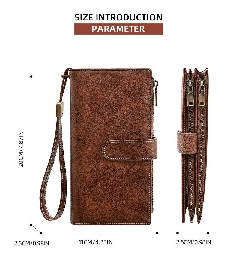 banyanu Women's Large Capacity Credit Card Holder, RFID Wallet, Women's Double Zipper Pocket, Bi-fold Wristbag (Peacock Blue) - Image 4