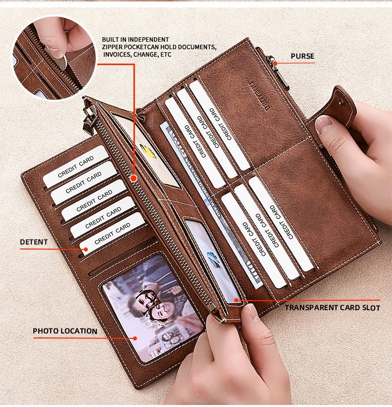 banyanu Women's Large Capacity Credit Card Holder, RFID Wallet, Women's Double Zipper Pocket, Bi-fold Wristbag (Peacock Blue) - Image 3