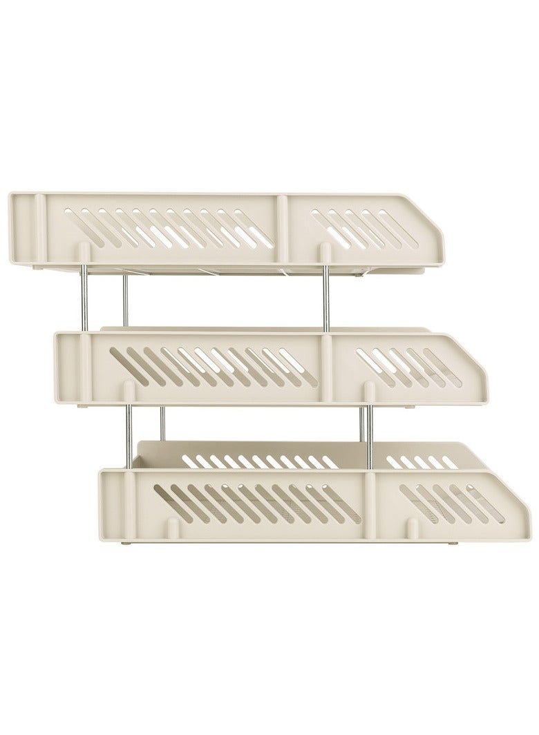 Deli E9209 3-Tier File Tray with 4 Metal Rods – Assorted Color (Blue/Light Grey/Black) HIPS Organizer for Creative Studios – 1PCS/OPP Bag - Image 5