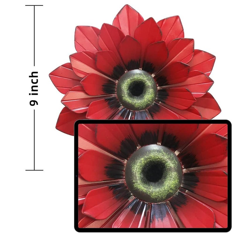 hogardeck Metal Flower Wall Decor - 3 Pcs Outdoor Wall Art Backyard Decorations Spring Decor Hanging for Kitchen, Living Room, Bathroom - Image 2
