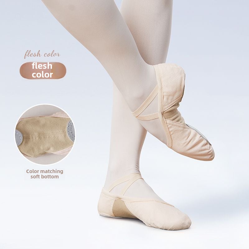 Generic Kids Soft Sole Dance Shoes Elastic Ballet Slippers Flesh color