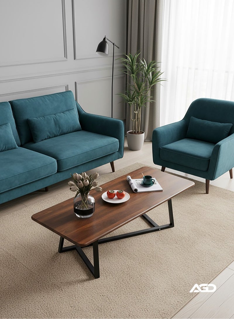 AGD Large Rectangular Coffee Table for Living Room, Versatile with Black Metal Frame - Image 1