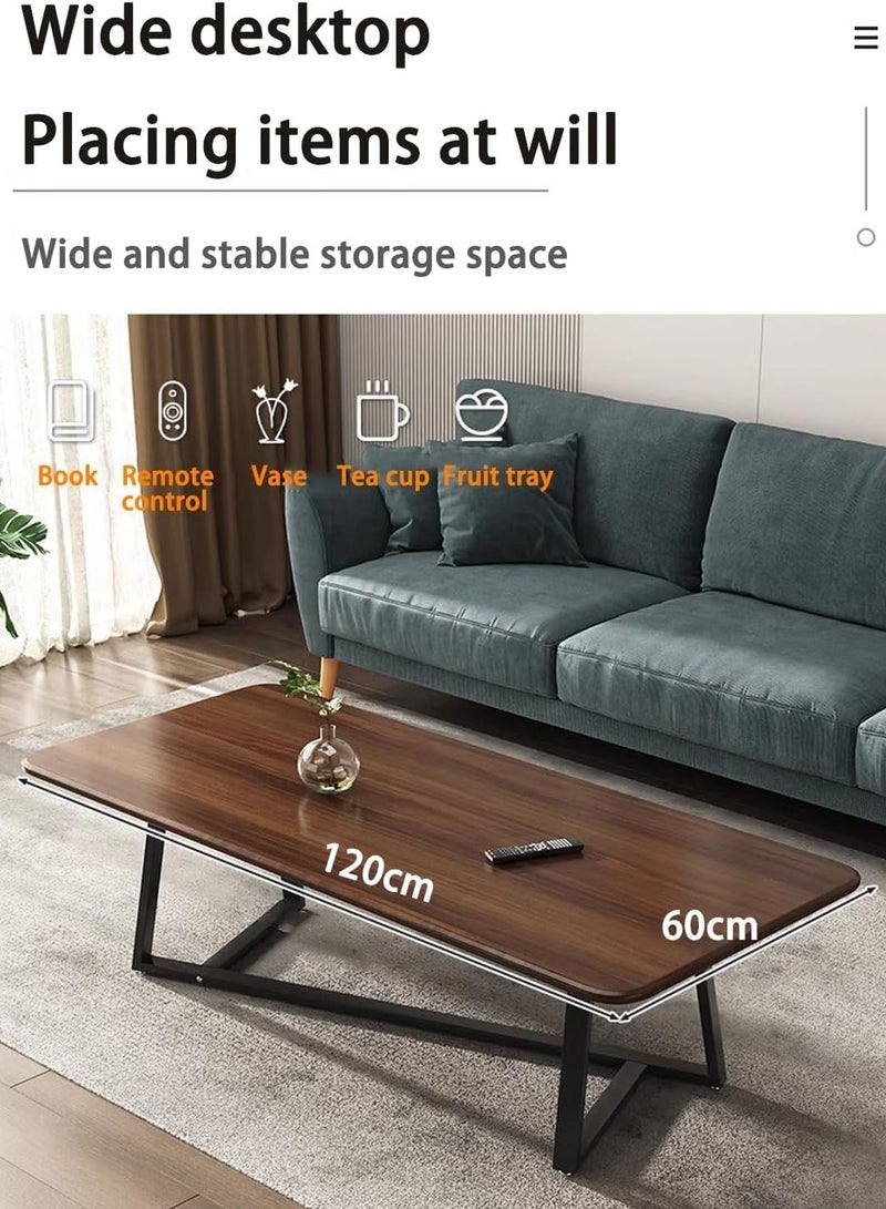 AGD Large Rectangular Coffee Table for Living Room, Versatile with Black Metal Frame - Image 3