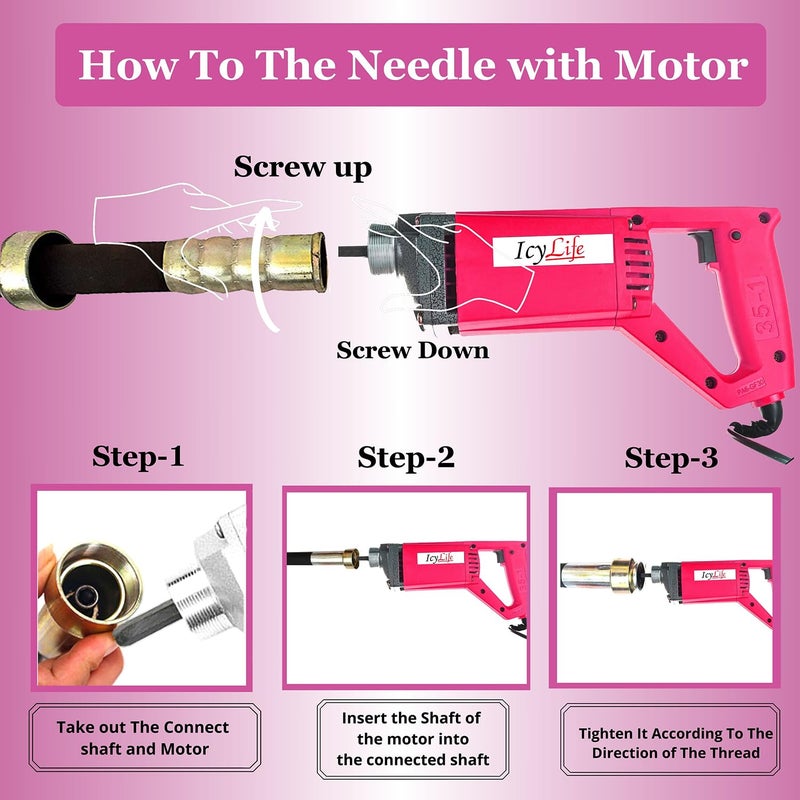 ICYLIFE ICYLIFE Concrete Vibrator With 2 Mitre Needle Shaft 1290WTT 13400RPM Electric Vibrator Machine  - Image 4