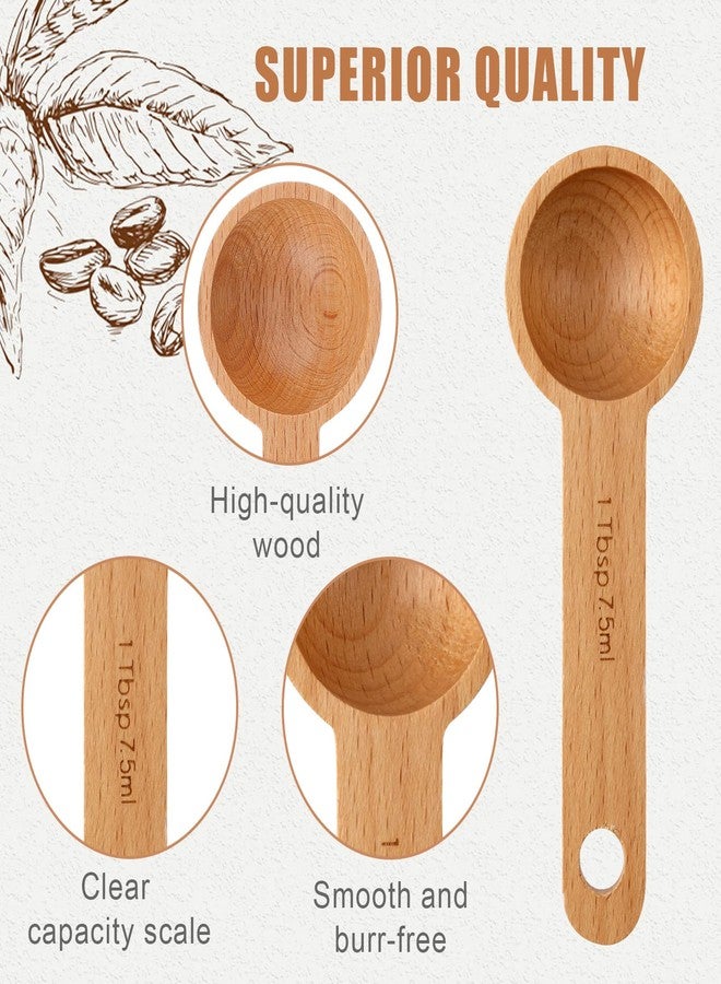 AIEX 4pcs 7.5ml Wood Coffee Scoops, Coffee Spoon in Beech Wooden Measuring Spoons Set Ground Coffee Scoop 1/2 Tablespoon for Measuring Ground Beans Tea Home Kitchen Accessories - Image 3