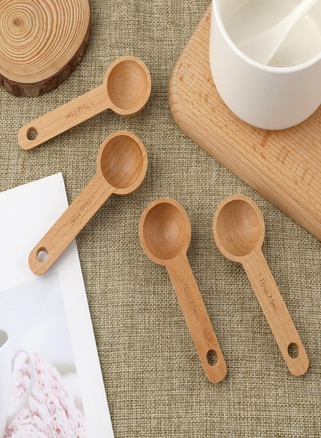 AIEX 4pcs 7.5ml Wood Coffee Scoops, Coffee Spoon in Beech Wooden Measuring Spoons Set Ground Coffee Scoop 1/2 Tablespoon for Measuring Ground Beans Tea Home Kitchen Accessories - Image 4