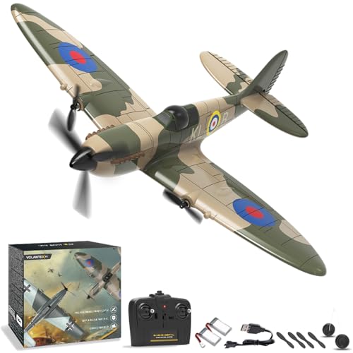 volantexrc RC Plane 3 Channel Remote Control Plane Fighter Spitfire with 6axis Gyro 24GHz RTF Radio Controlled Aircraft Easy to Fly for Beginners Adults 76205 RTF - Image 1
