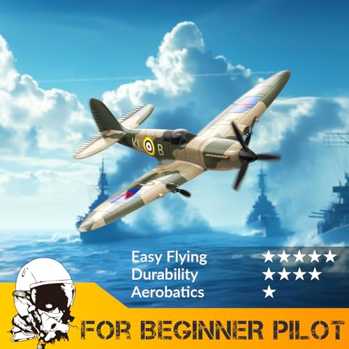 volantexrc RC Plane 3 Channel Remote Control Plane Fighter Spitfire with 6axis Gyro 24GHz RTF Radio Controlled Aircraft Easy to Fly for Beginners Adults 76205 RTF - Image 5