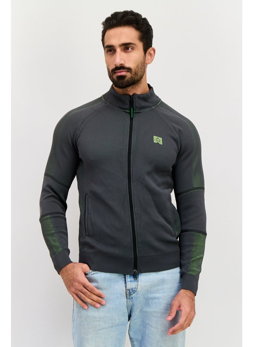 Free Soul Men Brand Logo Bomber Jacket, Gray  - Image 1