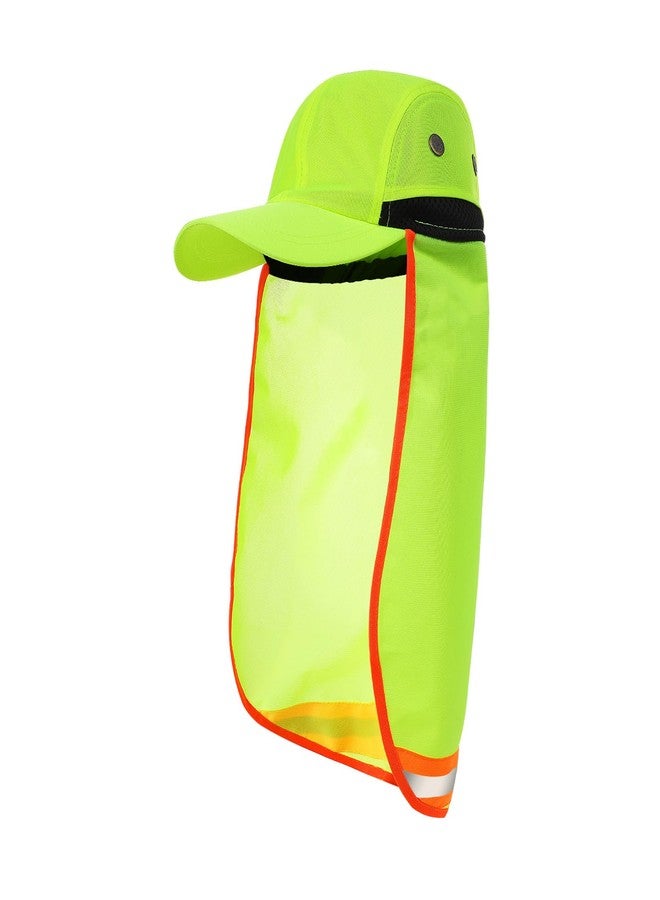 BXT Unisex Reflective Outdoor Work Sun UV Protection Hat for Construction Sanitation Workers Baseball Cap Hat with Neck Flap Green - Image 5