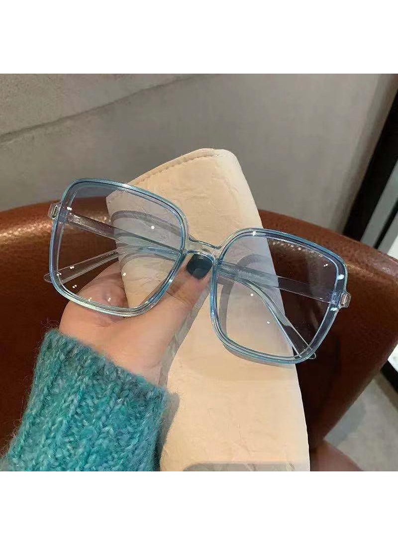Generic نظارة شمسية كبيرة الحجم للنساء موضة 2022، شفافة باللون الأزرق 