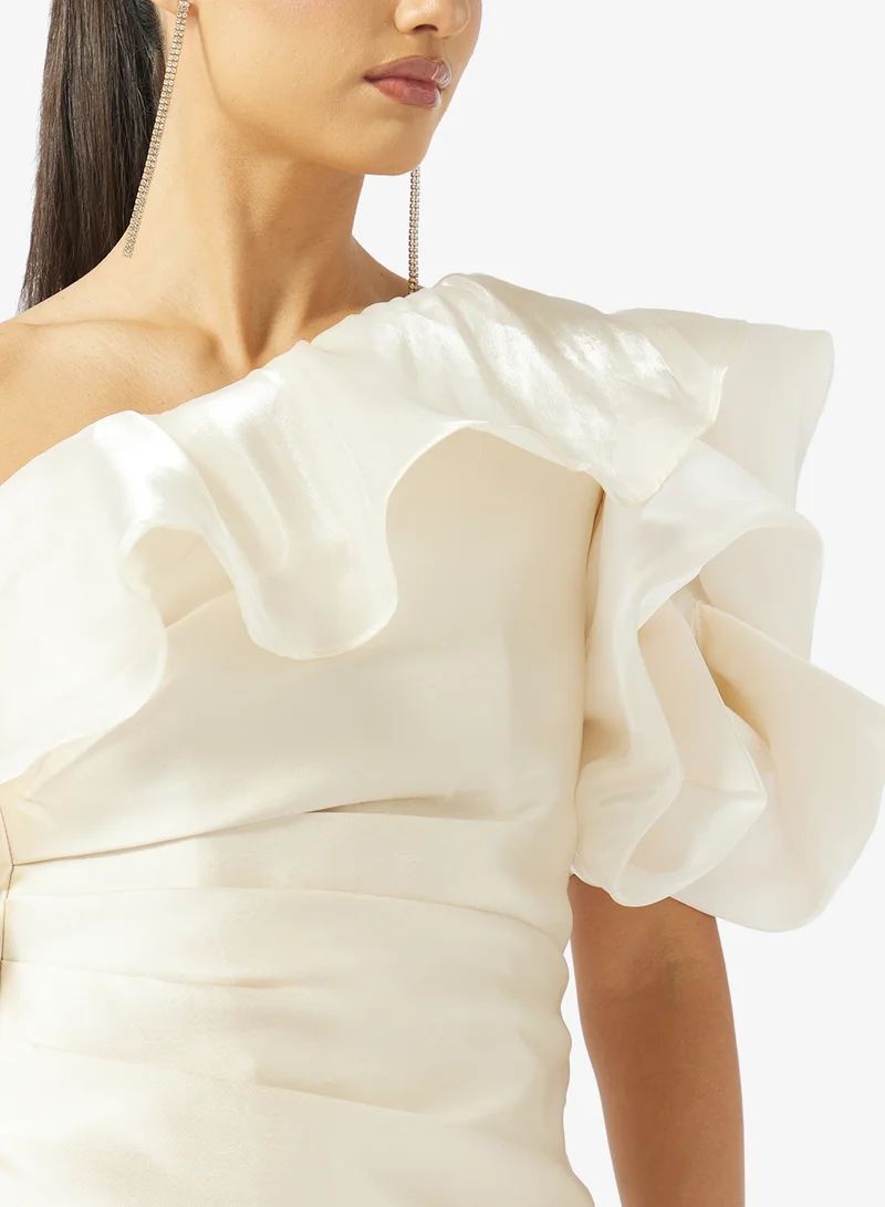 Namshi x  One Shoulder Gow With Contrast Toned Waist Tie for Women | Best Price UAE