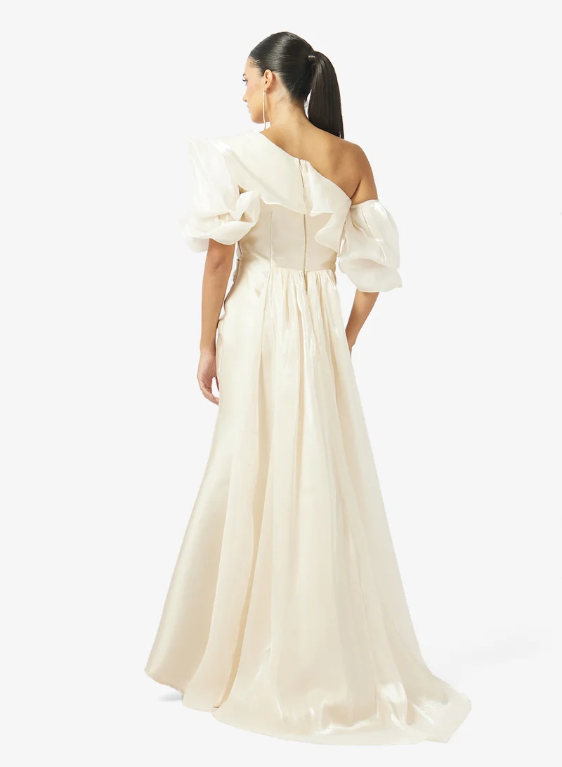 Namshi x  One Shoulder Gow With Contrast Toned Waist Tie for Women | Best Price UAE