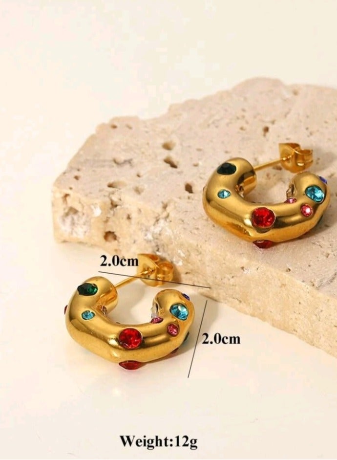 Attractives Elegant Stainless Steel Gold Plated Earrings For Women - Image 4