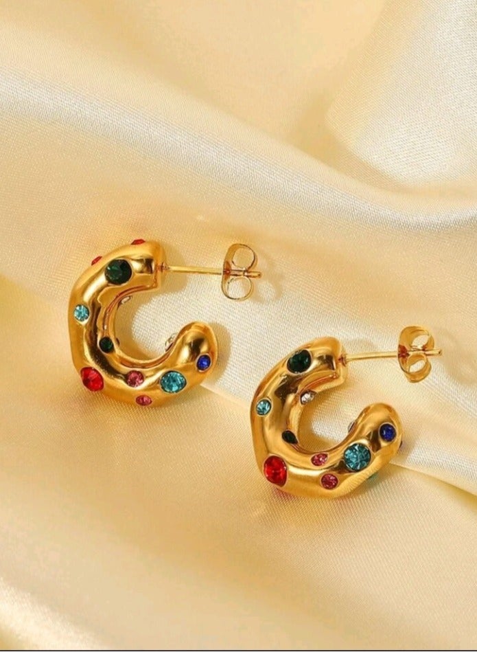 Attractives Elegant Stainless Steel Gold Plated Earrings For Women - Image 1