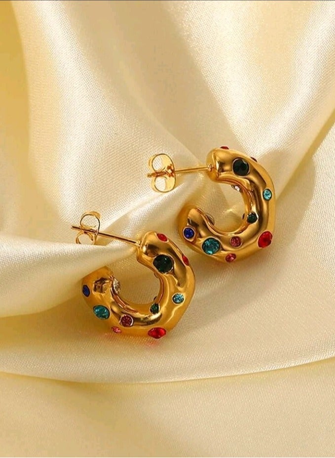 Attractives Elegant Stainless Steel Gold Plated Earrings For Women - Image 3