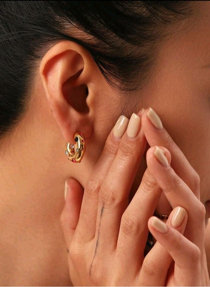 Attractives Elegant Stainless Steel Gold Plated Earrings For Women - Image 2