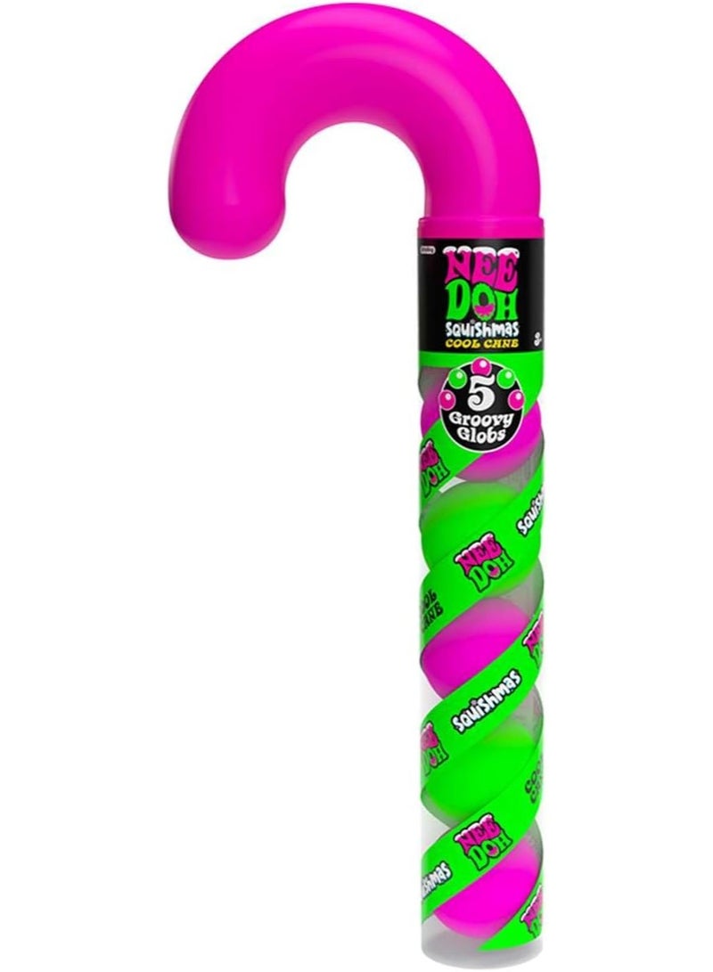 NeeDoh SquishyCool Cane with 6 Teenie NeeDohs - Soft Sensory Fidget Toy - Collectible Stress Balls - Image 1