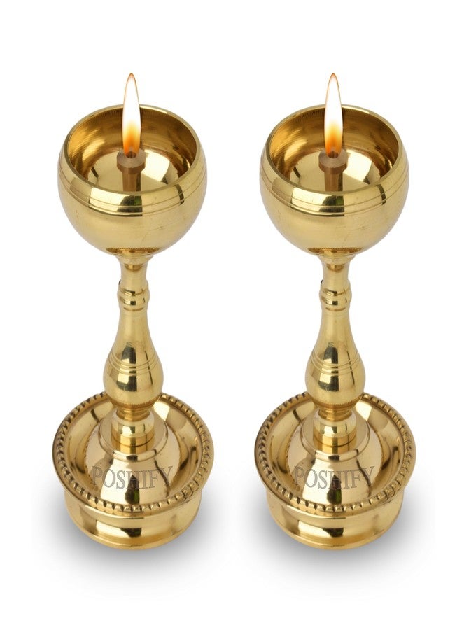POSHIFY Udupi Nanda Diya (Pack of 2)- Elegant Bowl-Shaped Brass Diya for Luxurious Puja Rituals and Home Decor - Image 1