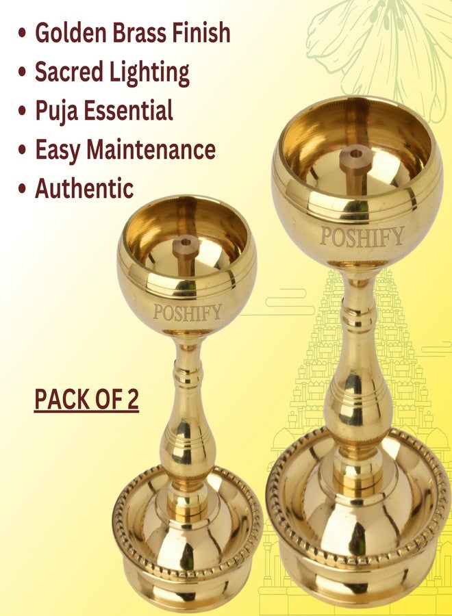 POSHIFY Udupi Nanda Diya (Pack of 2)- Elegant Bowl-Shaped Brass Diya for Luxurious Puja Rituals and Home Decor - Image 4