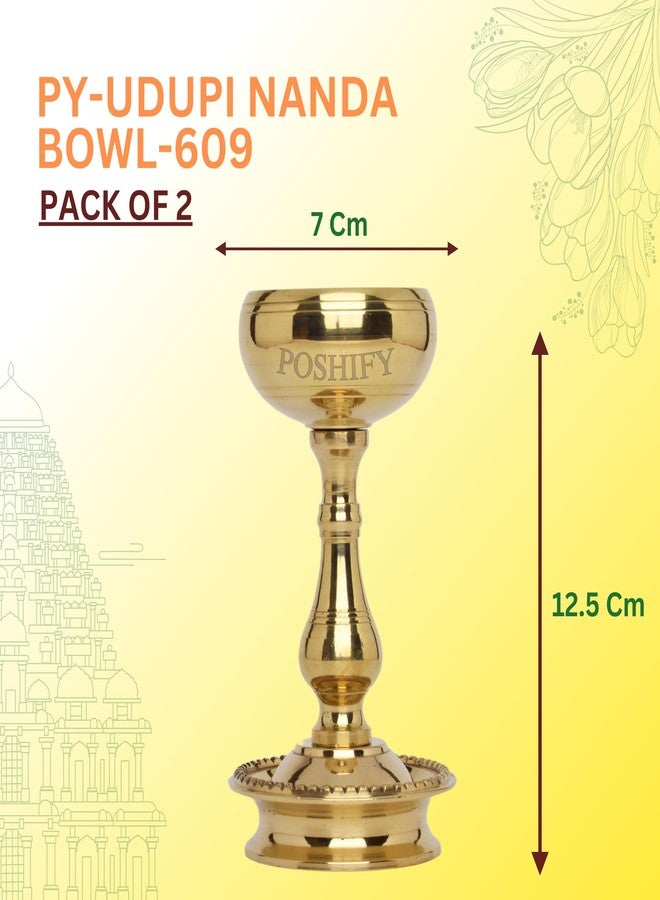 POSHIFY Udupi Nanda Diya (Pack of 2)- Elegant Bowl-Shaped Brass Diya for Luxurious Puja Rituals and Home Decor - Image 2