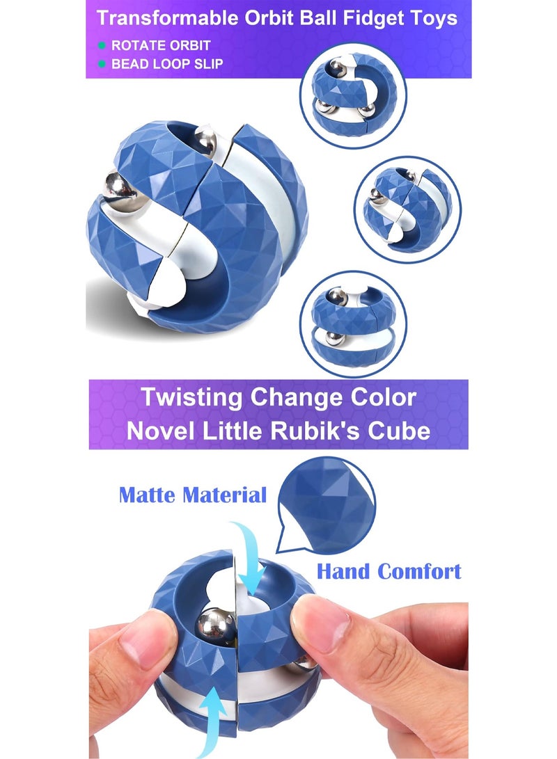 Dark Blue Unique Trackball Stress Relief Toy, Novel Beaded Track Infinite Cube Stress Relief Ball Creative Sensory Toy, Suitable For Autism Adhd Children And Adults - Image 3