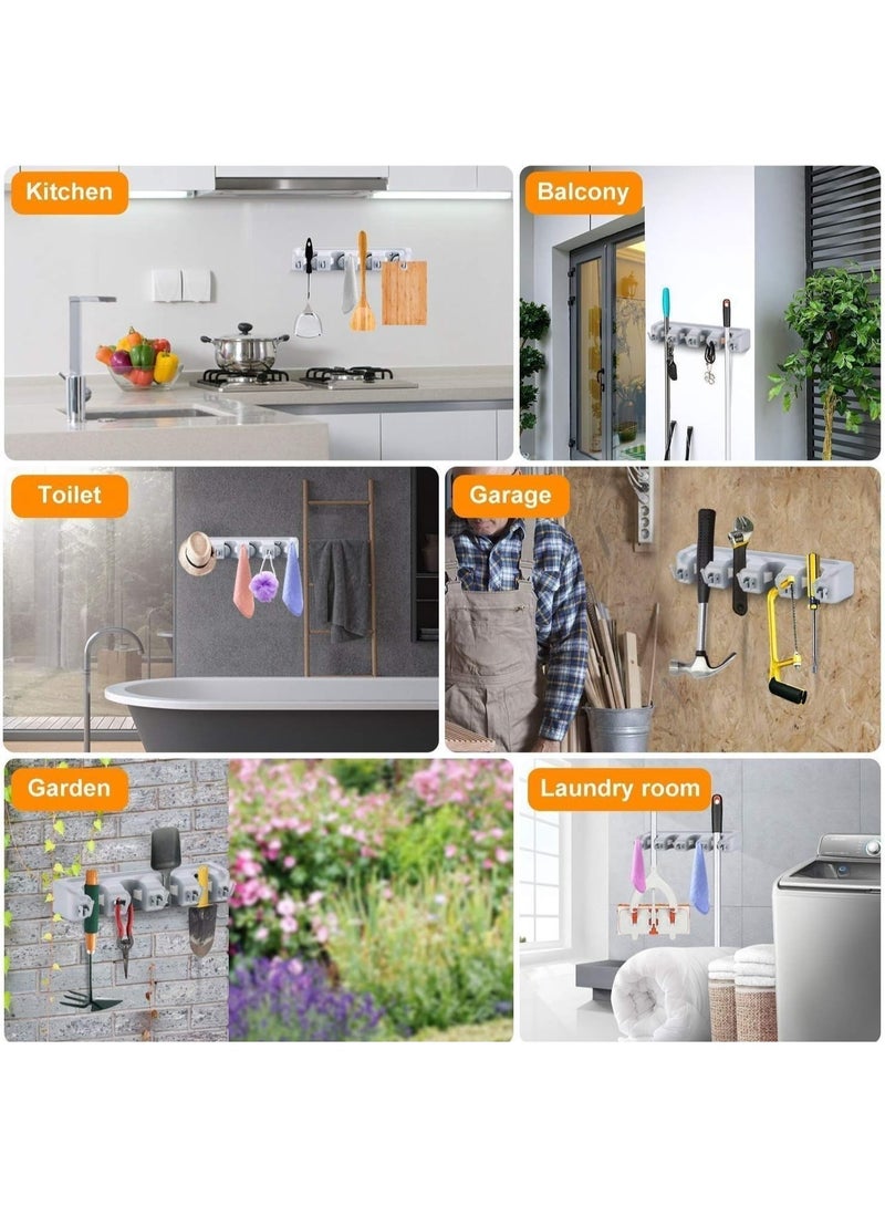 Wall-Mounted Mop & Broom Holder – Heavy-Duty Hanging Organizer for Mops, Brooms, Brushes & Cleaning Tools, Space-Saving Storage Rack – Gray - Image 3