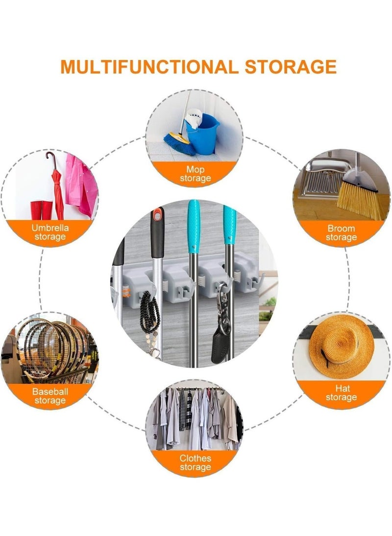 Wall-Mounted Mop & Broom Holder – Heavy-Duty Hanging Organizer for Mops, Brooms, Brushes & Cleaning Tools, Space-Saving Storage Rack – Gray - Image 4