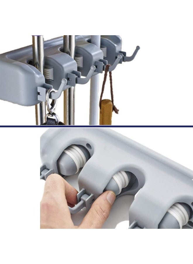 Wall-Mounted Mop & Broom Holder – Heavy-Duty Hanging Organizer for Mops, Brooms, Brushes & Cleaning Tools, Space-Saving Storage Rack – Gray - Image 5