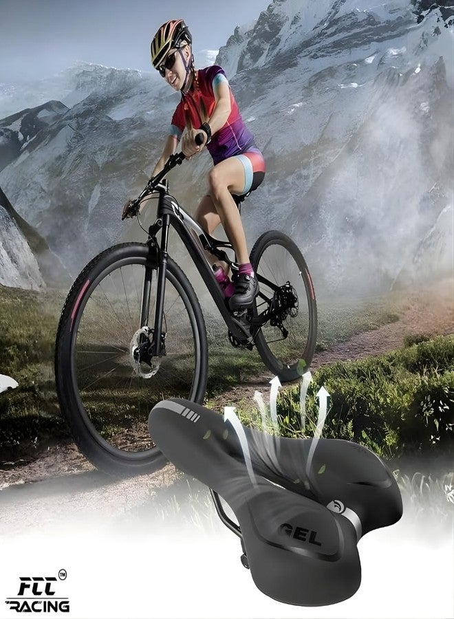 FCCRACING FCC Racing Gel Bicycle Seat - Comfortable Bicycle Saddle for Men & Women | Shock-Absorbing, Waterproof & Breathable Cushion for MTB, Road, Trekking & Cross Bikes - Image 3