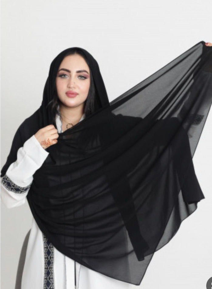 BHNS Fixed veil black and multi-colored plain vip - chiffon veil suitable for- abaya- clothes- hijab luxurious lightweight abaya Islamic women's scarf medium shawl with high quality  - Image 2