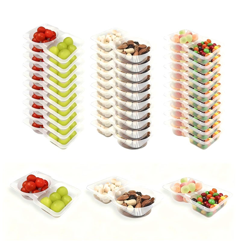 KiauFdcf 30-Pack Snack Containers with Lids, 2-Compartment Food Storage Boxes for Meal Prep, Portion Control, School Lunches, Work Meals & Travel Snacks - Image 1