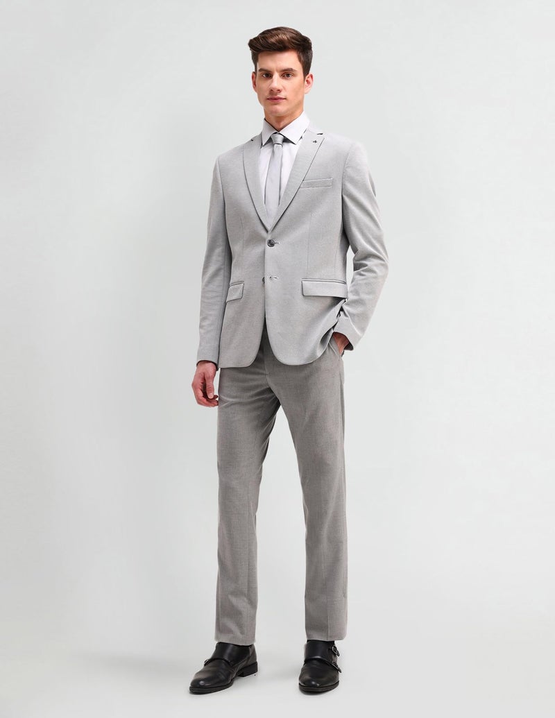 Arrow Men's Grey Self-Design Notch Collar Long Sleeve Formal Polyester Slim Fit Blazer (ARAIBZ5035_Grey_38) - Image 3