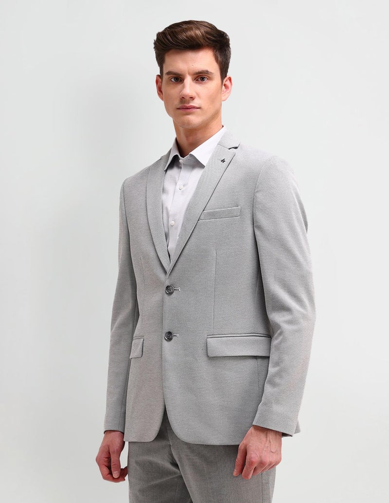 Arrow Men's Grey Self-Design Notch Collar Long Sleeve Formal Polyester Slim Fit Blazer (ARAIBZ5035_Grey_38) - Image 4