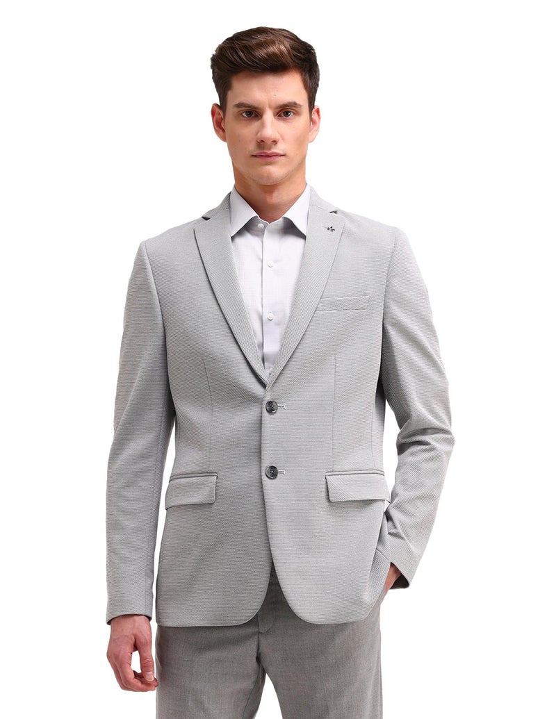 Arrow Men's Grey Self-Design Notch Collar Long Sleeve Formal Polyester Slim Fit Blazer (ARAIBZ5035_Grey_38) - Image 1