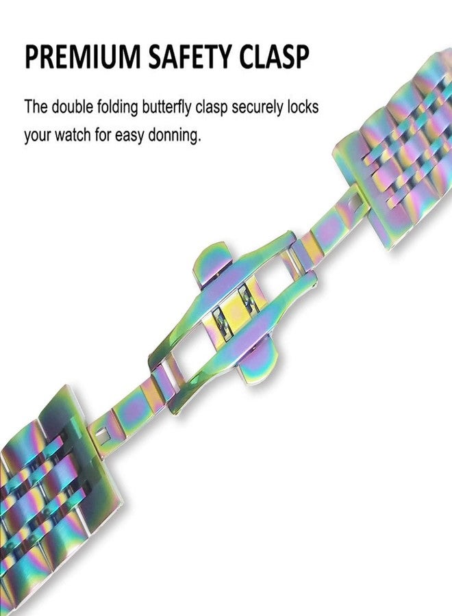 DEALELE Bands Compatible with iWatch 42mm 44mm 45mm 49mm, Solid Stainless Steel Metal Replacement Strap for Apple Watch Series 9/8 / 7/6 / 5/4 / 3 / SE/Ultra Women Men (Rainbow) - Image 5