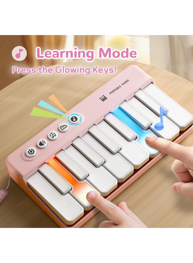 Kids Mini Piano Toy with Lighting Effects, Portable Travel Piano Keyboard Toddlers Musical Instrument Learning Toys, Music Interactive Birthday Gift for 3+ Year Old Children - Image 4