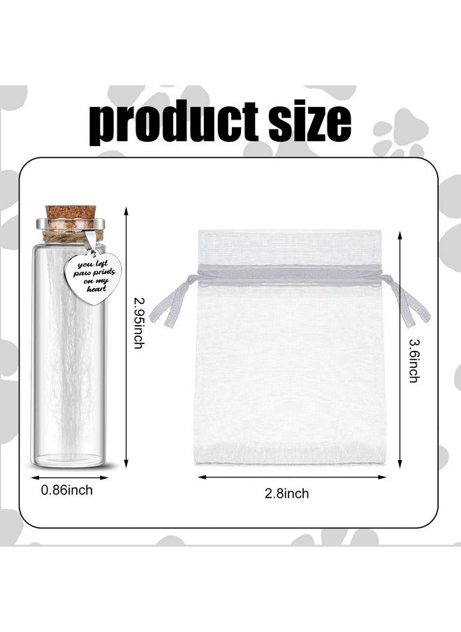 Nuenen Nuenen 2 Pcs Pet Hair Glass Memorial Bottle Dog Keepsake Memorial Pet Loss Memory Sympathy Gift Vials for Hair with Heart Shape Ornaments White Organza Bags Cat Keepsake Glass for Ashes Fur Urn  - Image 2